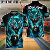 BlueJose Bowling Fierce Tiger Fire Bowling Ball Design Customized Name, Team Name 3D Shirt (6 Colors)