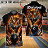 BlueJose Bowling Fierce Tiger Fire Bowling Ball Design Customized Name, Team Name 3D Shirt (6 Colors)