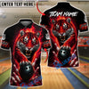 BlueJose Bowling Fierce Tiger Fire Bowling Ball Design Customized Name, Team Name 3D Shirt (6 Colors)