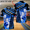 BlueJose Bowling Geometric Falling Bowling Ball And Pins Customized Name, Team Name 3D Shirt (4 Colors)