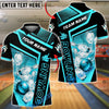 BlueJose Bowling Geometric Falling Bowling Ball And Pins Customized Name, Team Name 3D Shirt (4 Colors)