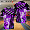 BlueJose Bowling Geometric Falling Bowling Ball And Pins Customized Name, Team Name 3D Shirt (4 Colors)