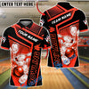 BlueJose Bowling Geometric Falling Bowling Ball And Pins Customized Name, Team Name 3D Shirt (4 Colors)