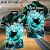 BlueJose Bowling Strike Explosion Crash Breaking Pins Customized Name, Team Name 3D Shirt (4 Colors)