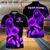 BlueJose Bowling And Pins Flaming Ghost Bowling Ball Strike Graphic Customized Name, Team Name 3D Shirt (4 Colors)