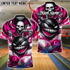 BlueJose Bowling And Pins Spiked Monster Skull Splash Customized Name, Team Name 3D Shirt (6 Colors)