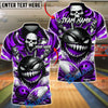BlueJose Bowling And Pins Spiked Monster Skull Splash Customized Name, Team Name 3D Shirt (6 Colors)