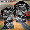 BlueJose Bowling Gorilla Striking Bowling Ball Explosive Impact Design Customized Name, Team Name 3D Shirt (6 Colors)