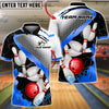 BlueJose Bowling Geometric Crack Customized Name, Team Name 3D Shirt (4 Colors)