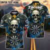 BlueJose Darts Skull Wings Dartboard Graffiti Design Personalized Name, Team Name Unisex Shirt (4 Colors)