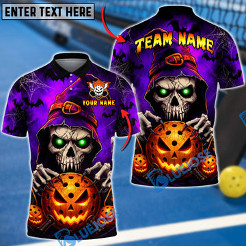 BlueJose Pickleball Halloween Grim Reaper Jack-O’-Lantern Customized Name, Team Name 3D Shirt