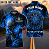 BlueJose Darts Gothic Skull Dartboard Flaming Design Personalized Name, Team Name Unisex Shirt (6 Colors)