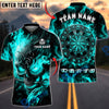 BlueJose Darts Gothic Skull Dartboard Flaming Design Personalized Name, Team Name Unisex Shirt (6 Colors)