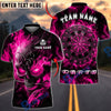 BlueJose Darts Gothic Skull Dartboard Flaming Design Personalized Name, Team Name Unisex Shirt (6 Colors)