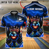 BlueJose Bowling Crown Bowling Ball Character Lightning Design Customized Name, Team Name 3D Shirt (4 Colors)
