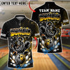 BlueJose Bowling And Pins Graffiti Teddy Bear Customized Name, Team Name 3D Shirt (6 Colors)