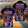 BlueJose Bowling And Pins Graffiti Teddy Bear Customized Name, Team Name 3D Shirt (6 Colors)