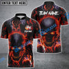 BlueJoses Bowling And Pins Flame Skull Multicolor Customized Name 3D Shirt ( 4 Colors )