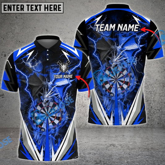 BlueJose Darts Thunder Space Dragon Personalized Name, Team Name Shirt (4 Colors)