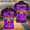 BlueJose Bowling & Pins Neon King of the Lanes Typography Graphic Customized Name, Team Name 3D Shirt (4 Colors)