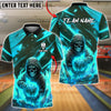 BlueJose Bowling Fire Reaper Skull Flame Customized Name, Team Name 3D Shirt (4 Colors)