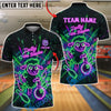 BlueJose Bowling & Pin Neon Dolly the Bowler Sheep Customized Name, Team Name 3D Shirt (4 Colors)