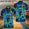 BlueJose Bowling & Pin Neon Grumpy Cat Hate People Art Customized Name, Team Name 3D Shirt (4 Colors)