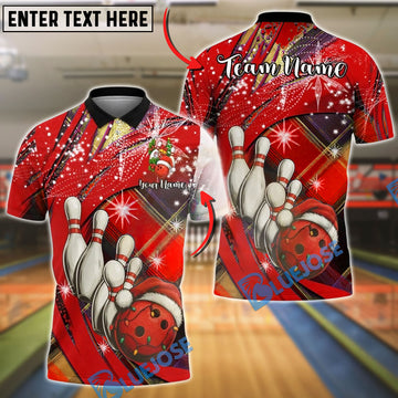 BlueJose Bowling And Pins Christmas Theme  Customized Name, Team Name 3D Shirt (4 Colors)
