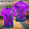 BlueJose Bowling And Pins Strike Abstract Hand-Drawn Graphic Customized Name, Team Name 3D Shirt (4 Colors)