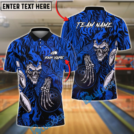 BlueJose Bowling And Pins Cloaked Skeleton Play Customized Name, Team Name 3D Shirt (4 Colors)