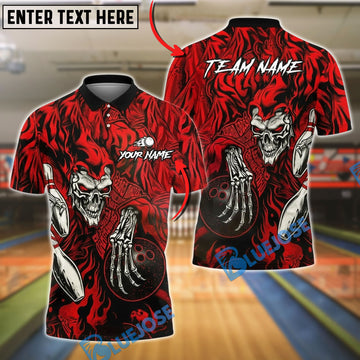 BlueJose Bowling And Pins Cloaked Skeleton Play Customized Name, Team Name 3D Shirt (4 Colors)