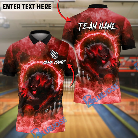 BlueJose Bowling And Pins Werewolf Energy Aura Graphic Customized Name, Team Name 3D Shirt (4 Colors)