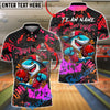 BlueJose Bowling And Pins Graffiti Shark Street Art Graphic Customized Name, Team Name 3D Shirt (4 Colors)