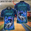 BlueJose Bowling And Pins Shark Bite Flame Graphic Customized Name, Team Name 3D Shirt (4 Colors)