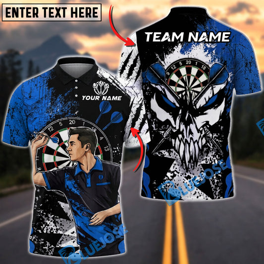 BlueJose Darts Skull Warrior Dart Player Personalized Name, Team Name Unisex Shirt (4 Colors)