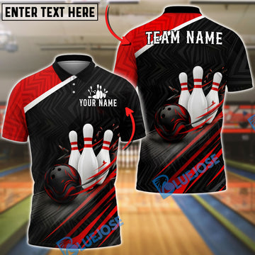 BlueJose Bowling And Pins Apex Pro-Series Customized Name, Team Name 3D Shirt (4 Colors)