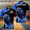 BlueJose Bowling And Pins Futuristic Neon Customized Name, Team Name 3D Shirt (4 Colors)