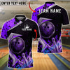 BlueJose Bowling And Pins Futuristic Neon Customized Name, Team Name 3D Shirt (4 Colors)