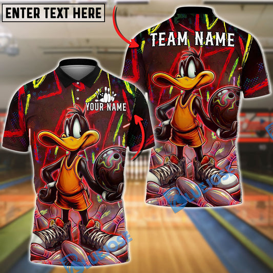BlueJose Bowling And Pins Duck Neon Graffiti Strike Art Customized Name, Team Name 3D Shirt (4 Colors)