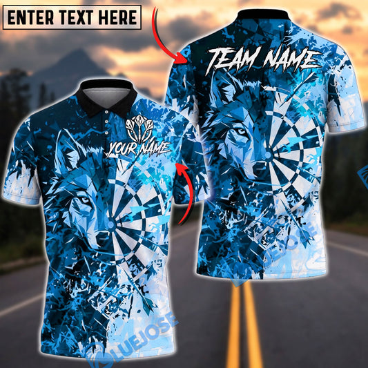BlueJose Darts Wolf Spirit Personalized Name, Team Name Unisex Shirt (4 Colors)