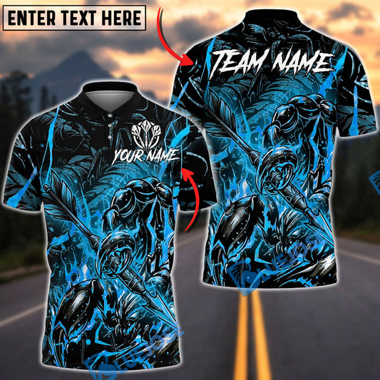 BlueJose Darts Fire Scorpion Warrior Personalized Name, Team Name Unisex Shirt (4 Colors)