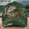 BlueJose Fishing Green Camo Autumn Leaves Rope Personalized Name Classic 3D Cap Personalized Cap (13 Breeds)