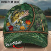 BlueJose Fishing Green Camo Autumn Leaves Rope Personalized Name Classic 3D Cap Personalized Cap (13 Breeds)