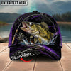 BlueJose Fishing Purple Lightning Rod Splash Personalized Name Classic 3D Cap Personalized Cap (13 Breeds)