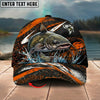 BlueJose Fishing Orange Lightning Water Splash Personalized Name Classic 3D Cap Personalized Cap (13 Breeds)