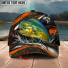 BlueJose Fishing Orange Lightning Water Splash Personalized Name Classic 3D Cap Personalized Cap (13 Breeds)
