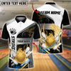BlueJose Bowling And Pins Tornado and Flame Customized Name 3D Shirt (6 Colors)