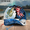 BlueJose Fishing USA Flag Hook White Scale Personalized Name Classic 3D Cap Personalized Cap (13 Breeds)