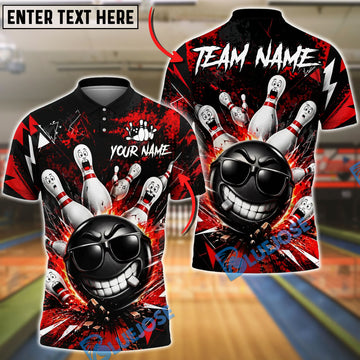BlueJose Bowling And Pins Cool Gangster Strike Customized Name, Team Name 3D Shirt (6 Colors)