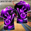 BlueJose Bowling And Pins Wave Strike Luxury Black Gold Customized Name, Team Name 3D Shirt (6 Colors)